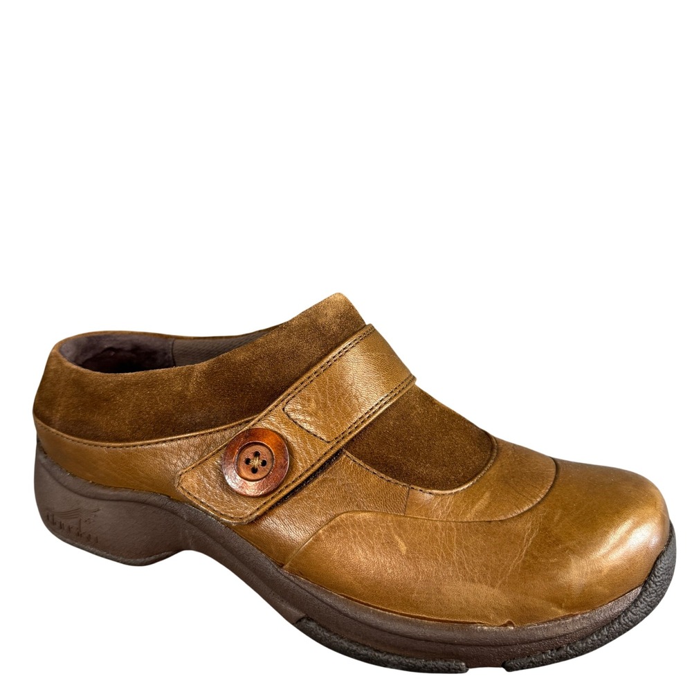 Dansko Leather Suede Clogs Brown Tan Slip On Shoes 5415457800 Womens 40